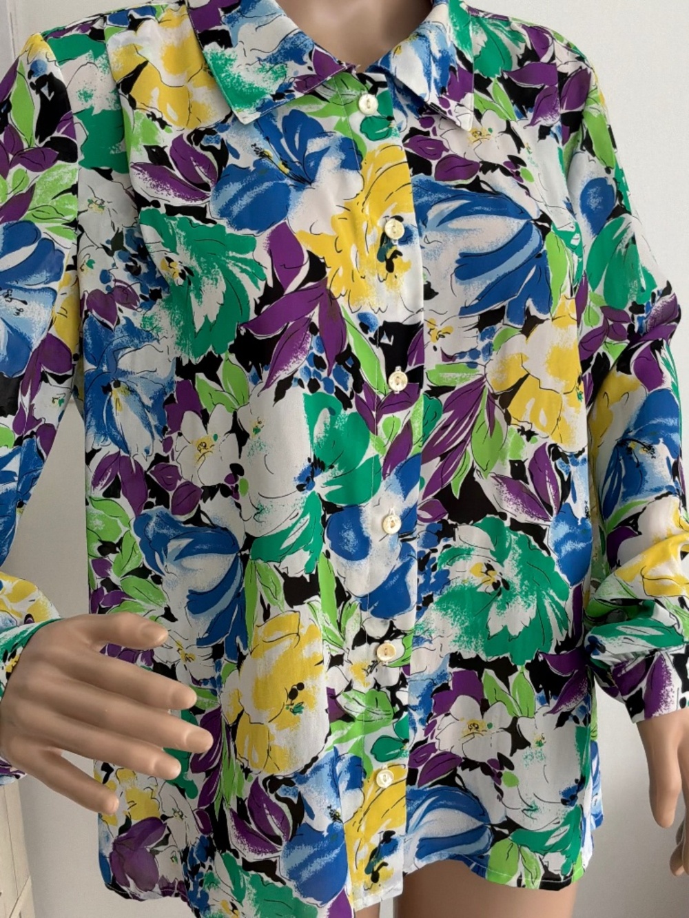Marjorie Hamilton Vintage Floral Blouse tag size vintage 16